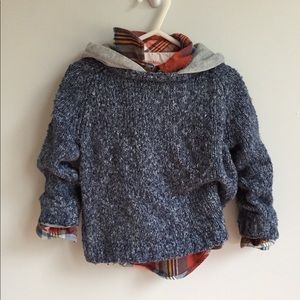 Gap Rugged Blue Sweater with Knit Hood